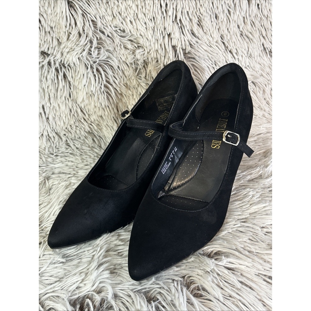 Dream Pairs Black Suede Velvet Mary Jane‎ Wedges Pointed Toe Size 8 Shoes